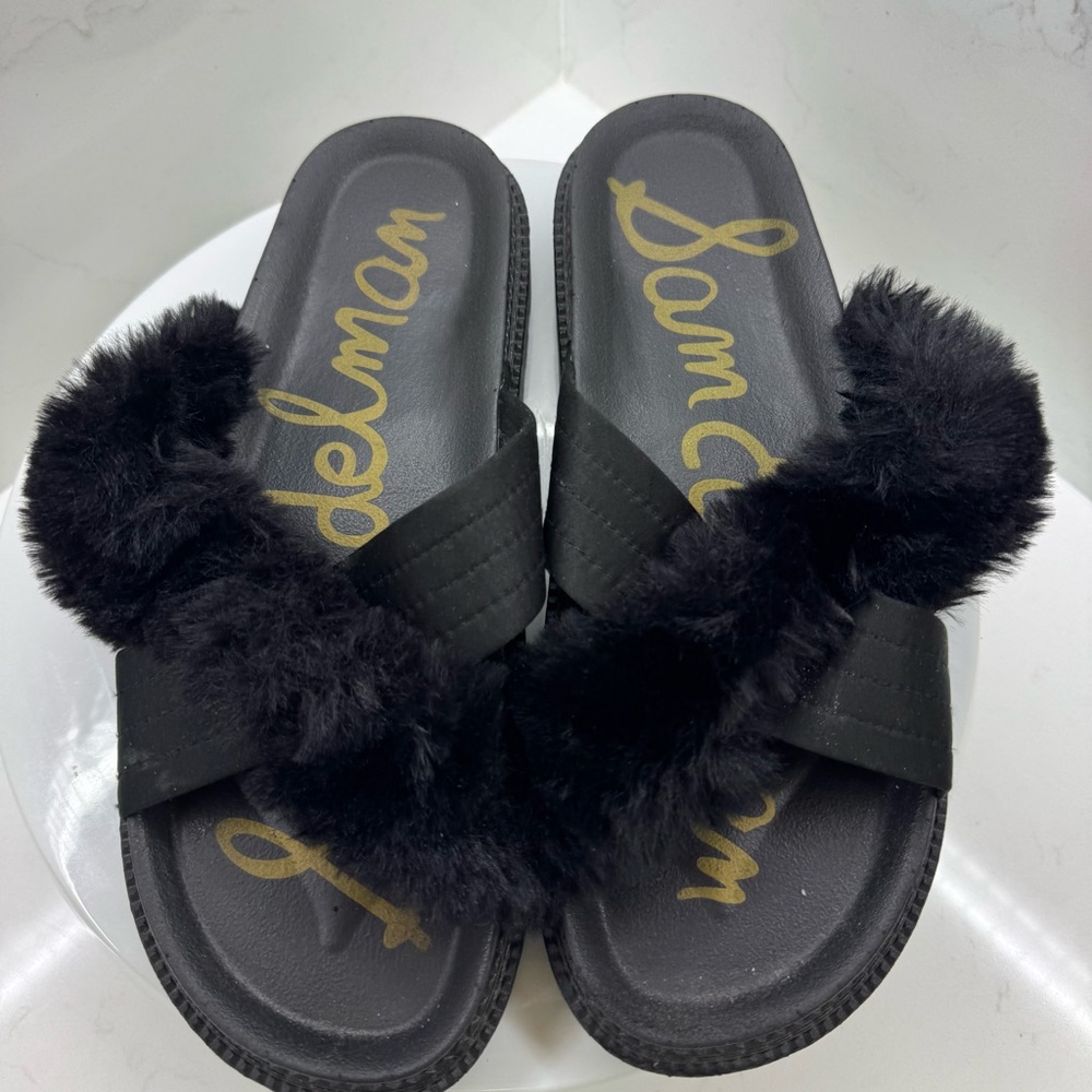 Sam Edelman Bianca Furry Slides Shoes Size 9